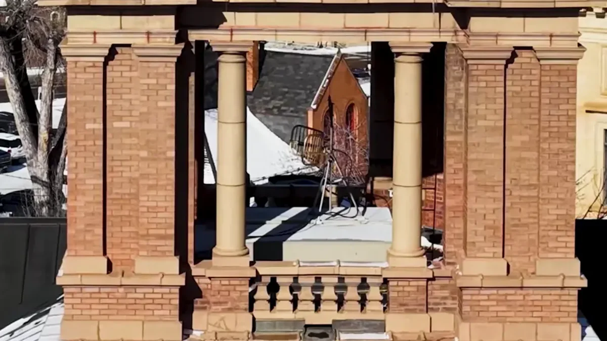 Historic clock tower in the Deadwood film.