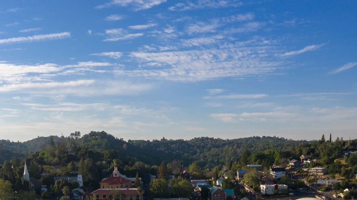 Sonora downtown and surrounding foothills