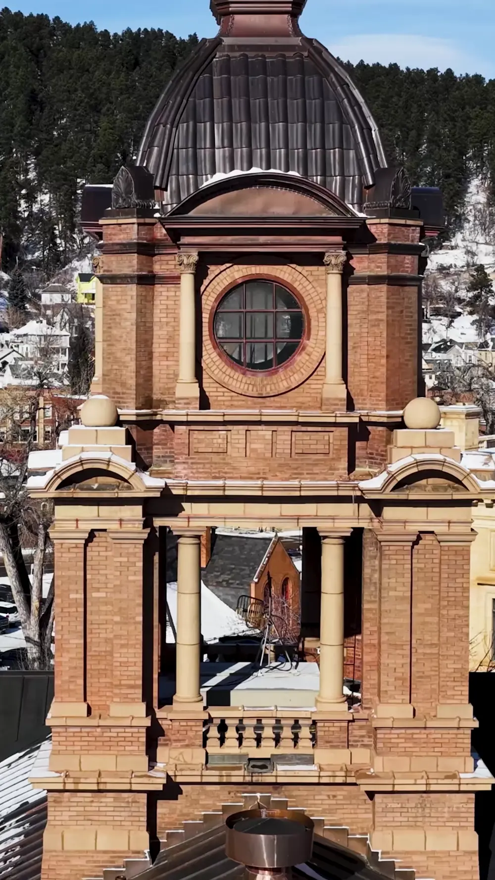 Historic clock tower in the Deadwood film.